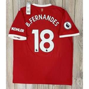 NWT Authentic Adidas Manchester United Home Jersey 21-22 FERNANDES PL Badge XL